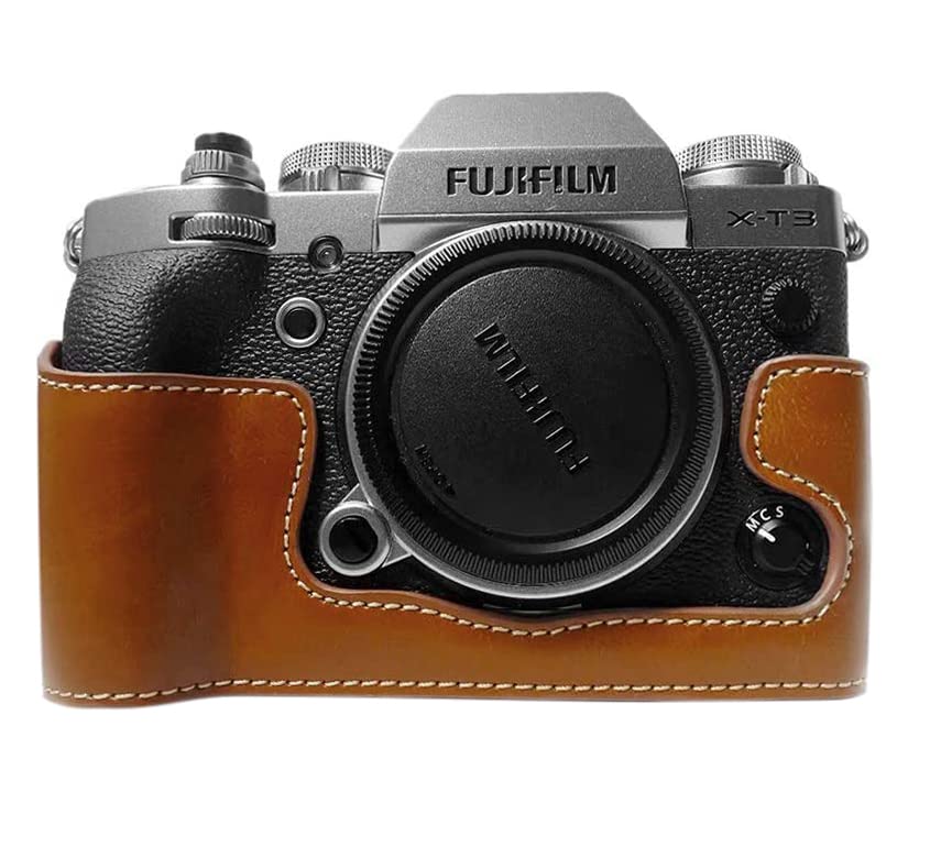 Fuji X-T3 Camera Case, kinokoo Half Case for Fujifilm X-T3 Bottom Cover Protective Case (brown)