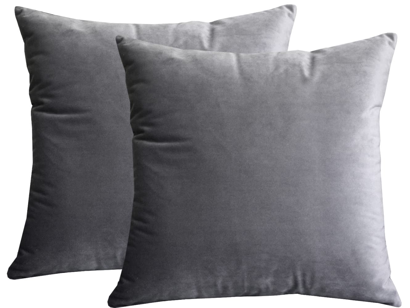 Lutanky Velvet Soft Throw Pillow Case Decorative Square Cushion Covers for Sofa Bedroom Living Room 20" X 20" （50 x 50 cm） Set of 2 Light Grey