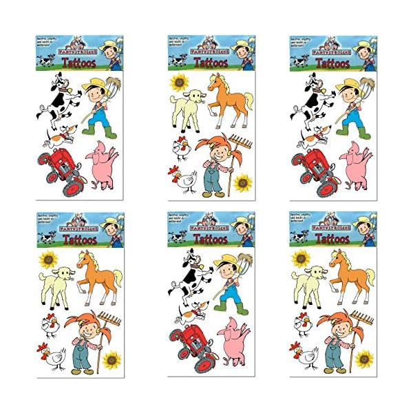 Partystrolche Kinder-Tattoo-Set * Bauernhof * als Spiel, Geschenk und Mitgebsel | 28250 | Bauernhoftiere Tiere Bauer Flo… – Bild 5