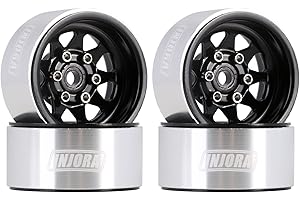 INJORA 1.0 Beadlock Wheel Stamped Steel Beadlock Deep Dish 1.0" Wheels for 1/18 TRX4M Axial AX24 SCX24 Gladiator Deadbolt Bronco C10 JLU Upgrade Parts(Black)