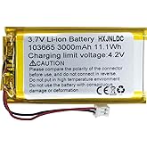 DC 3.7V 3000mAh 103665 Rechargeable Lithium Polymer Battery, Suitable for DIY 3.7-5V Electronic Products with Built-in 2-Wire