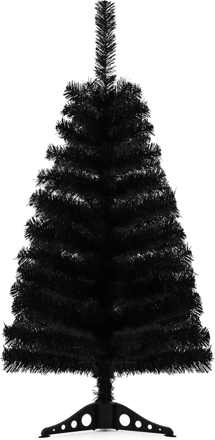 Trees - 3ft Black Artificial Christmas Tree,Tabletop Christmas Pine Tree with PVC Stand Base for Christmas Halloween Home Office Holiday Decoration
