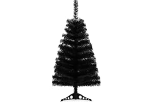 FUSHENMU 3ft Black Artificial Christmas Tree,Tabletop Christmas Pine Tree with PVC Stand Base for Christmas Halloween Home Office Holiday Decoration