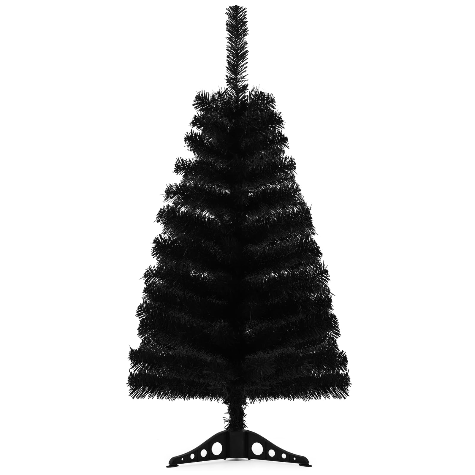 Photo 1 of 3ft Black Artificial Christmas Tree,Tabletop Christmas Pine Tree with PVC Stand Base for Christmas Halloween Home Office Holiday Decoration
