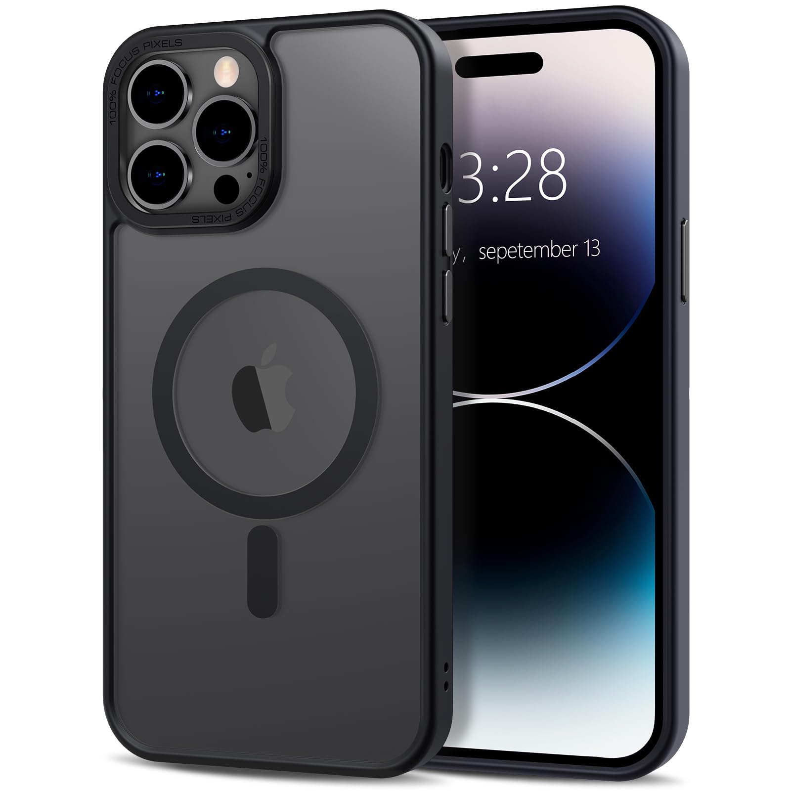 Photo 1 of Anuck Case for iPhone 14 Pro Max Case Magnetic Phone Case Compatible with MagSafe, Soft TPU Bumper Hard Translucent Matte Back Slim Fit Shockproof Protective Cover for Men Women Girls - Black