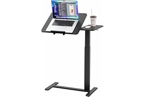 Ywin Medical Adjustable Tilt Overbed Bedside Table with Wheels, Swivel Portable Tray Table(27.6" W x 15.8" D), Small Standing Desk for Bedroom, Hospital, Couch, Office Use,Black