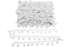 Yalulu 20Yards Mini Pom Pom Trim Ball Fringe Ribbon DIY Sewing Accessory Lace Trim for Pillow Curtains Home Decoration (White)