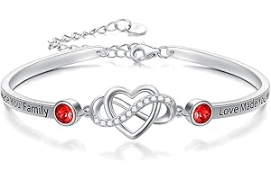 AOBOCO 925 Sterling Silver Adjustable Infinity Heart Bangle Bracelet for Sister Best Friend Daughter Mom Grandma Granddaughter Daughter in Law Godmother Goddaughter Stepmom Stepdaughter