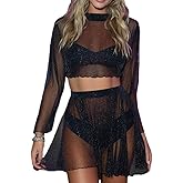 EVILD Glitter Rave Skirt Set Black Two Piece Outfit Sets Festival Outfits for Women