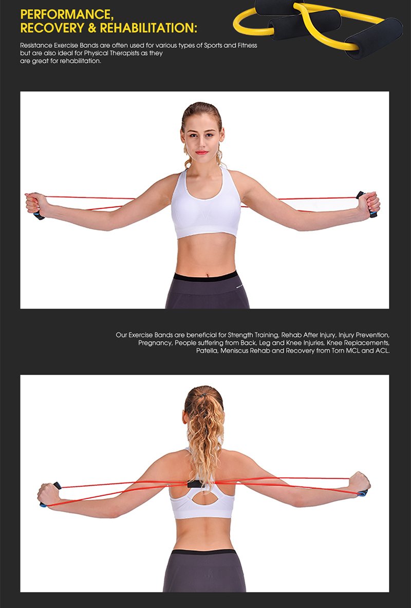 Exercise Bands Resistance Exercise, Figure 8 Fitness Equipment Tube Workout Exercise Elastic Resistance Band for Yoga (Set of 5)