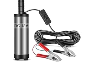 COROTC 12V Fuel Transfer Pump, Mini Portable Stainless Steel On/Off Switch Oil Diesel Fuel Transfer Water Pump 12V 40mm