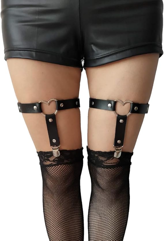 Women Girl Leather Garters Sexy Heart 