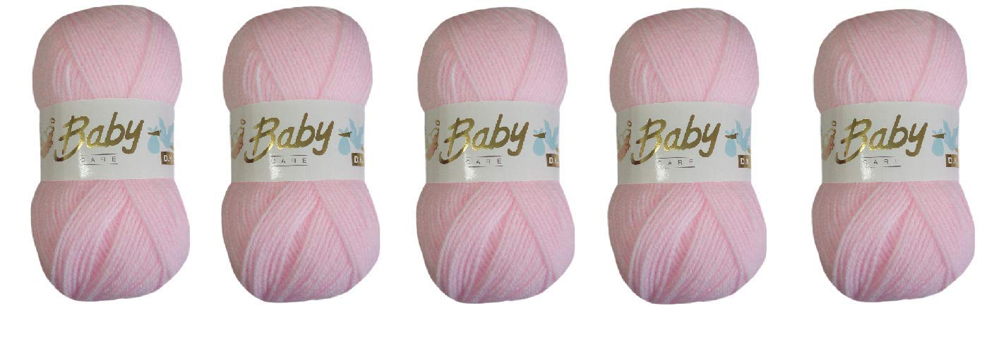 5 x 100g Wool Craft Baby care DK Yarn Knitting Pattern baby pink