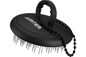 Jupiter Scalp Exfoliator - Scalp Massager Tool for Wet & Dry Hair - Ergonomic Detangler Brush - Dandruff Comb & Scrub to Remove Dandruff & Buildup and Support Circulation - Black/White