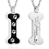 Bone Urn Necklace for Ashes for Dog Cat's Ashes, Paw Print Keepsake Memorial Ash Jewelry Memorial Pendant Cremation Jewelry with Filling Kit