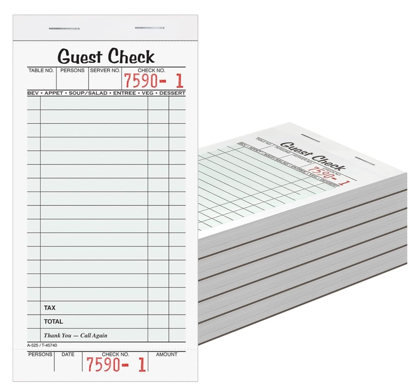 Adams 30-Pack Guest Check Pads, Single Part, 1,500 Sheets Total, Server Note Pads for Restaurants, Waiter and Waitress, Notepad Paper Checks Image