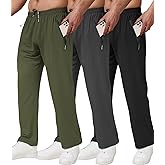 lomsoe 3 Pack Men's Athletic Pants with Zip Pockets, Lightweight Workout Sweat Pants Gifts for Men