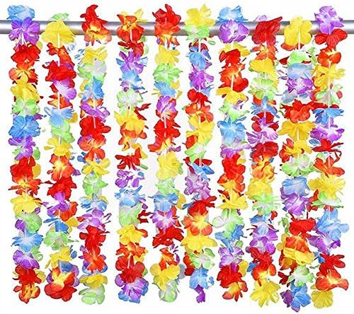 Hawaiian Luau Flower Leis for Graduation Birthday Party Favors Supplies Tropical Flowers Lei Necklace,10 pcs