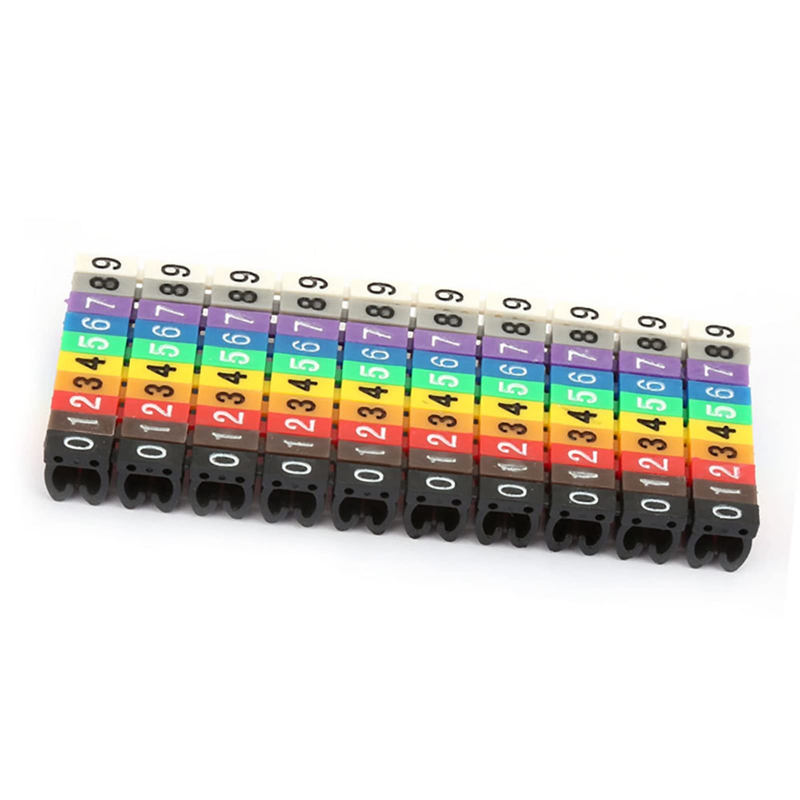 Clip-on String Wire Marking Boxed Plastic Digital Number Wire Label Tube Set Colorful Cable Marker (100PCS KCM-4MM)