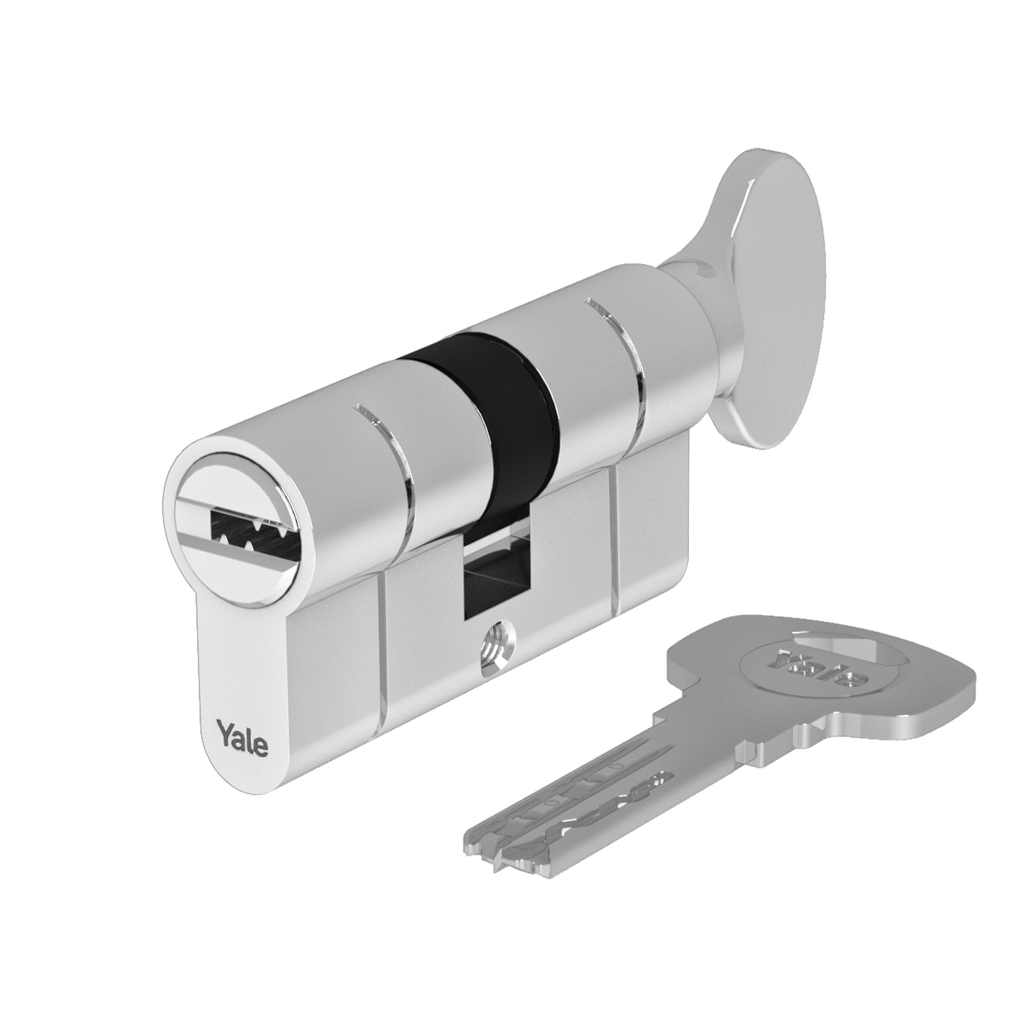 Yale 10-0503-3030-CK-2201 2100 Series (Patented) -Swivel Knob-30/40-CK-Satin Euro Profile Cylinder, Satin Nickel