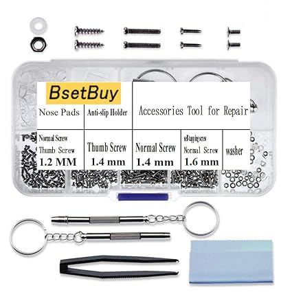 510pcs Brillen Reparatur Kit, Brillen Reparatur Werkzeugsatz, 45 Arten von kleinen Schrauben und Nasenpads Set, mit 2 magneti