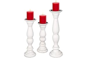 Set of 3 Wooden Pillar Candle Holders, Ideal for LED and Pillar Candles, Gifts for Wedding, Party, Home, Spa, Reiki, Aromathe