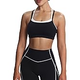 Aoxjox Women's Workout Sports Bras Takes Two Bra High Impact Training Fitness Running Yoga Crop Tank