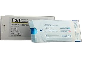 Sterilization Pouches 2.25”x4” Self-Sealing Autoclave Bags with Indicators for Professional Surgical Instrument Cleaning by P&P MEDICAL SURGICAL Box of 200