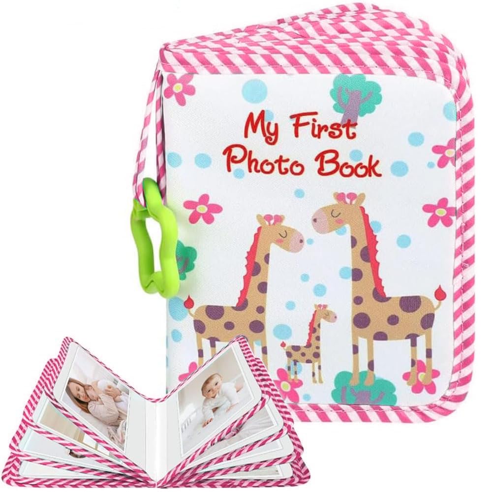 Baby Photo Album Baby Memory Soft Cloth Infant Photo Album Cute Giraffe My First Family Album Unisex Kids' Personalized Memory Photos Albums for Family Shower Party Toddler Kids Girls Boys