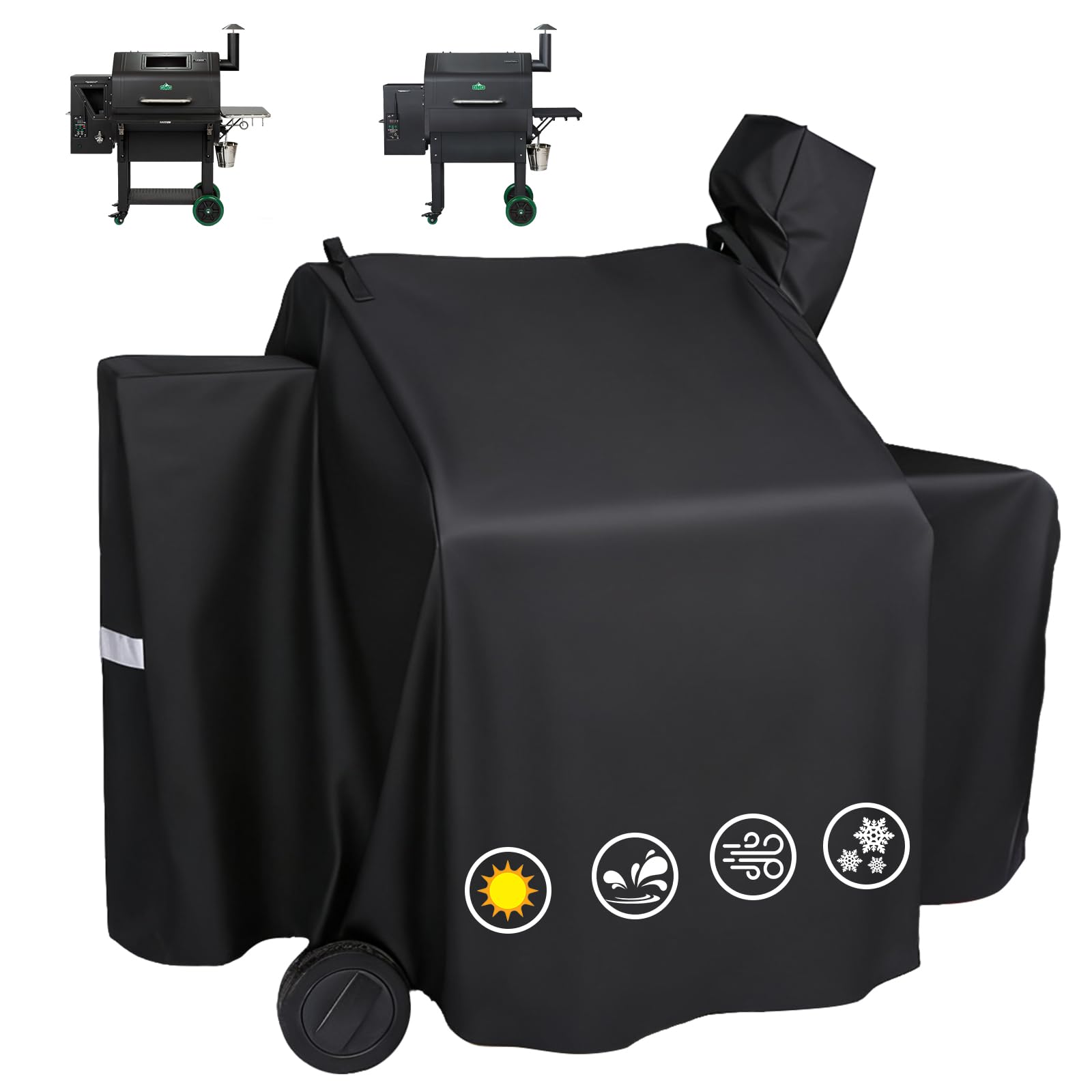 Utheer Grill Cover for Green Mountain Daniel Boone Prime WiFi Grills and Green Mountain Grill Ledge Model, Heavy Duty 600D Waterproof Fabric Grill Cover for GMG DB Prime WiFi, Black Image