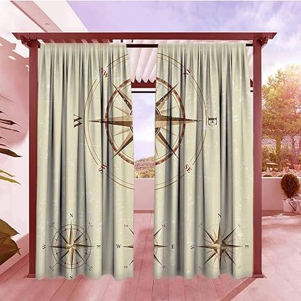 Amazon Com Andytours Rod Pocket Window Curtain Panel Compass