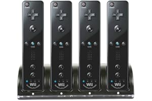 Wii Remote Controller Charger, 4 in 1 Wii Charging Dock Station with 4PCS 2800mAh Rechargeable Batteries for Wii/Wii U Contro