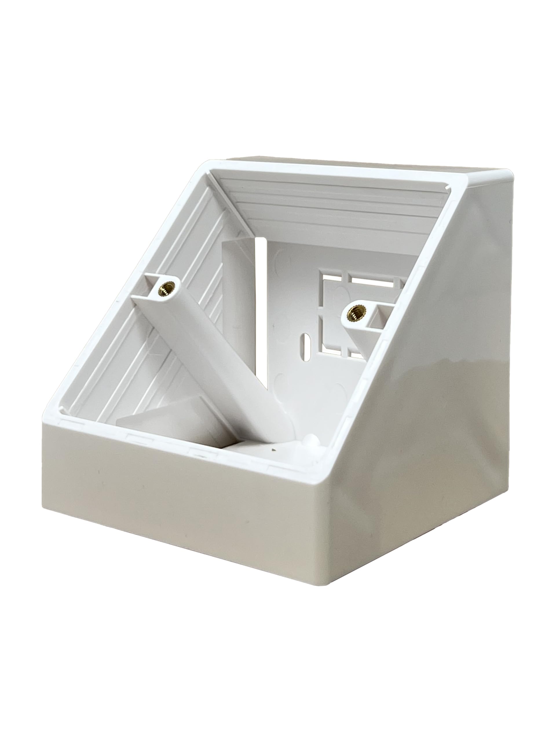 Evoges 45 Degree Angled Surface Mount Pattress Electrical Back Box, White, for Work Bench (1 Gang Single)
