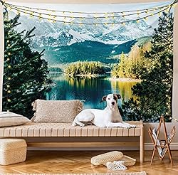 Ambesonne Landscape Tapestry, Mountain Lake in
