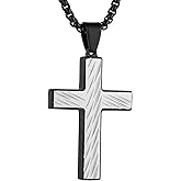 HZMAN Cross Necklace for Men Women High Polished Stainless Steel Scarred Small Cross Pendant Christian Faith Jewelry Gift
