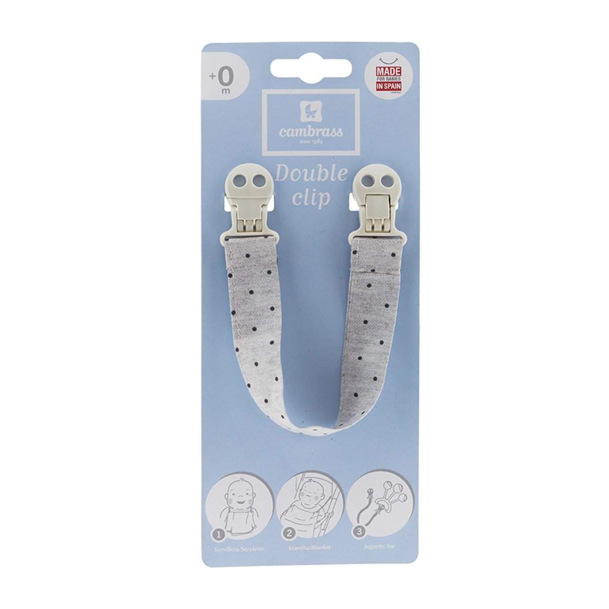Cambrass Bib Tape Holder Stela Grey/Dot 2 x 27.5 cm
