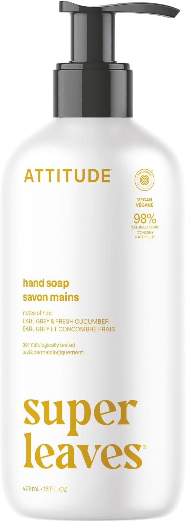 ATTITUDE Hand Soap Earl Grey & Fresh Cucumber 473 mL EWG Verified Vegan