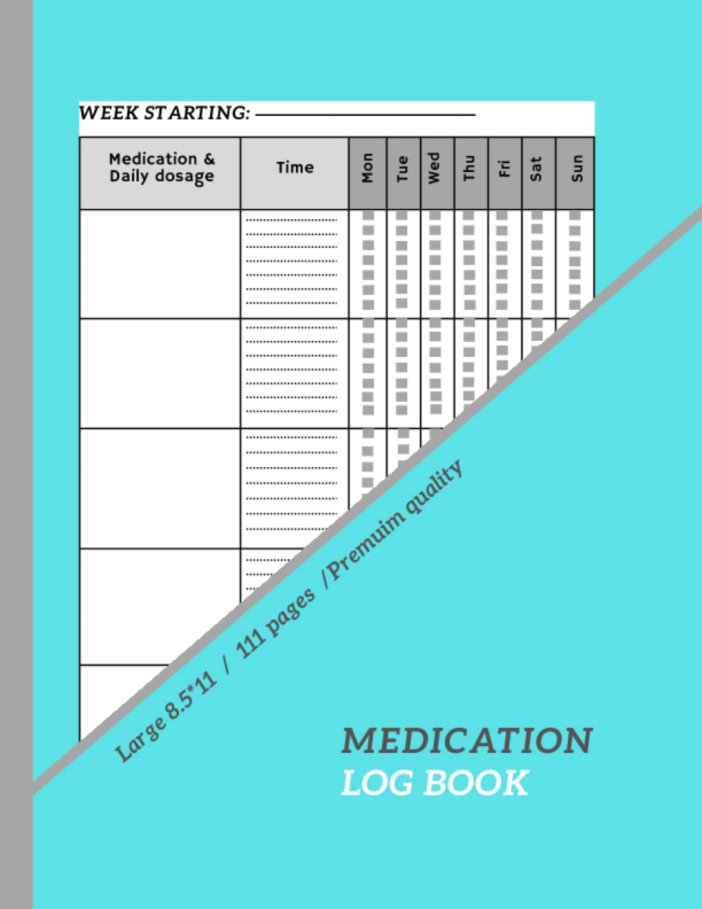 Medication log book: Simple Personal Medication Administration Planner & Record Log Book large size 8.5*11 in