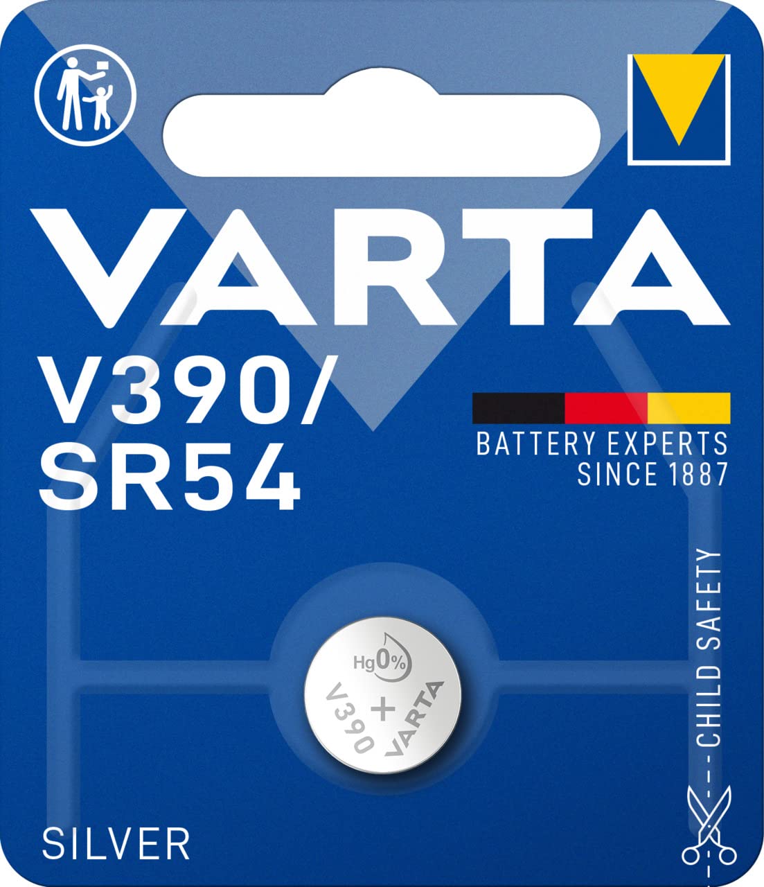 VARTA Batteries Electronics V390/SR54 silver battery 1-pack, Battery in original blister pack of 1