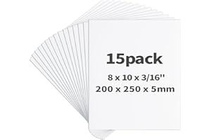 CreGear Foam Board 8 x 10 x 3/16", 15 Pack White Poster Board Lightweight Signboard Foamboard for Crafts, Framing, Art, Display, Presentation