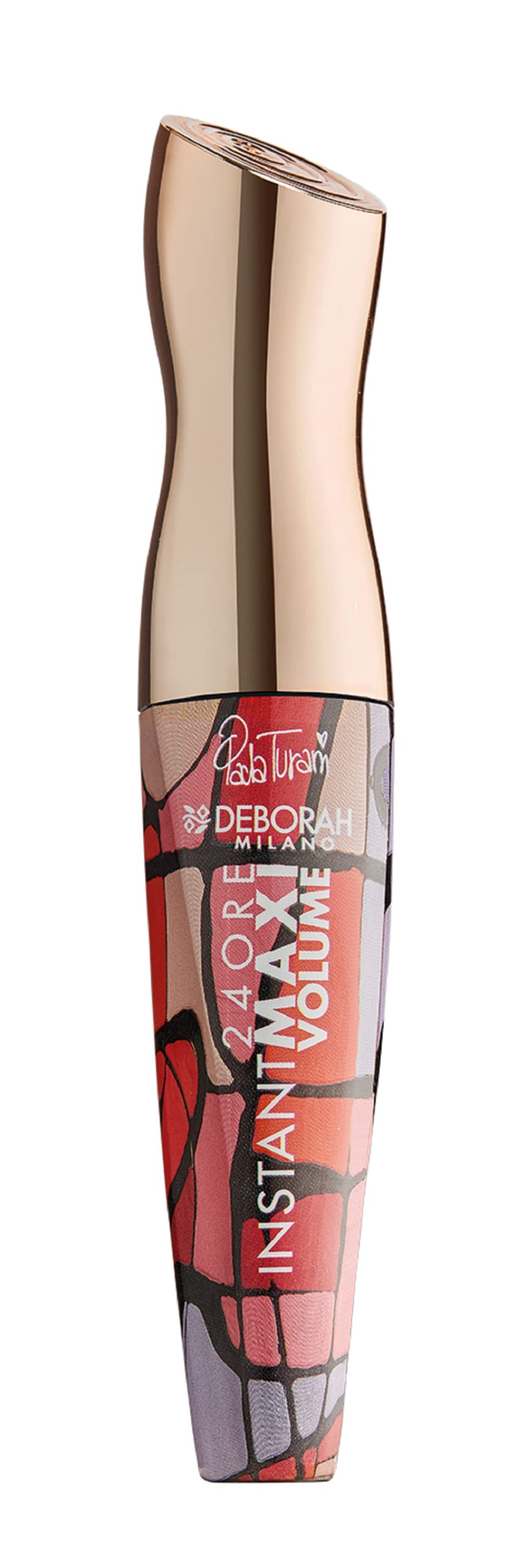Deborah Milano Mascara 24 Hours Instant Maxi Volume Painted by Paola Turani, Volumising and Lengthening Effect, Long-Lasting, Moisturising and Curved Eyelashes, Black