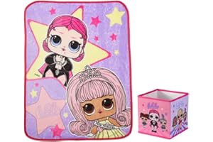 Franco LOL Surprise! Kids Bedding Plush Throw and Canvas Storage Cube Bin, 2pc Set (Officially Licensed Product)