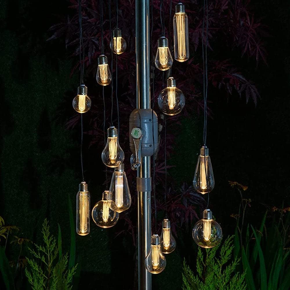 Noma Bulb Chandelier with Amber LED and 15 Mixed Bulbs, One Size, White