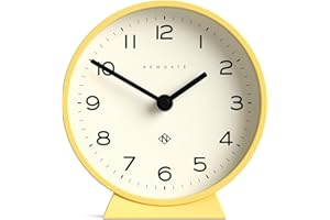 NEWGATE® M Mantel Echo Desk Clock | Modern Round Design | Yellow | Easy to Read Numbers | Contemporary Style for Desk, Table, Shelf or Bedside