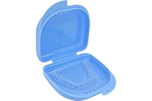 Genco Dental Retainer Case with Vent Holes - Orthodontic container for holding retainers, aligner, night-guard/mouth-guard. Small and Durable retainer case (1 Pack, Blue)