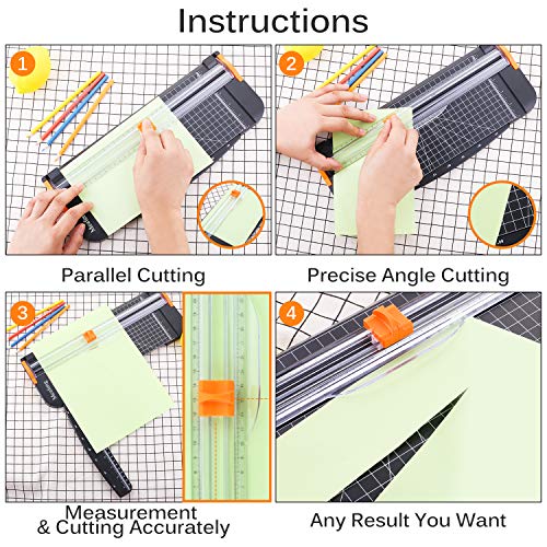 Meafeng A4 Paper Cutter 12 Inch Craft Paper Trimmer Scrapbooking with Automatic Security Safeguard and Side Ruler for Photo Cutter, Handcraft Project, Label, Greeting Card