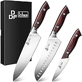 DDF iohEF Knife Set 3 Piece, Sharp Kitchen Knife Set Professional Chef Knife Set for Kitchen Japanese Stainless Steel Cooking Knives with Ergonomic Pakkawood Handle