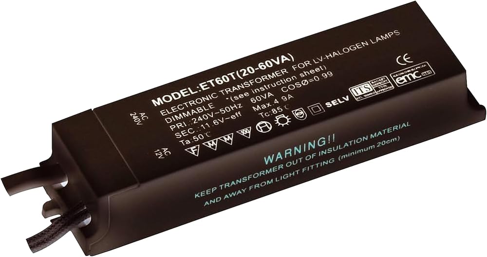 National Lighting 12V 20W-60W Electronic Dimmable Transformer Halogen IP20