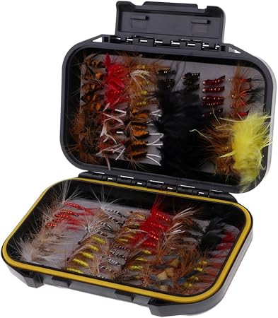 Caja de Moscas con 100 Unids Señuelos Pesca Mosca Mojada Seca ...