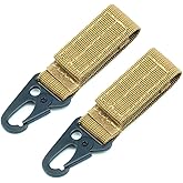 ShineIn Backpack Keychain Duty Belt Key Holder Tactical Keychain Accessories Molle Webbing Buckle Metal EDC Carabiner Clip Pack of 2